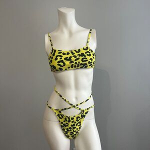 Swimwear Women's Bikini Medium Yellow‎ Animal Print Piece Summer Swimsuit